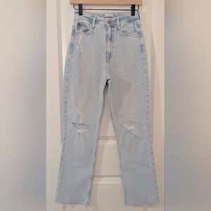 Zara Blue Ankle Cropped Jeans with Frayed Hem Size 2